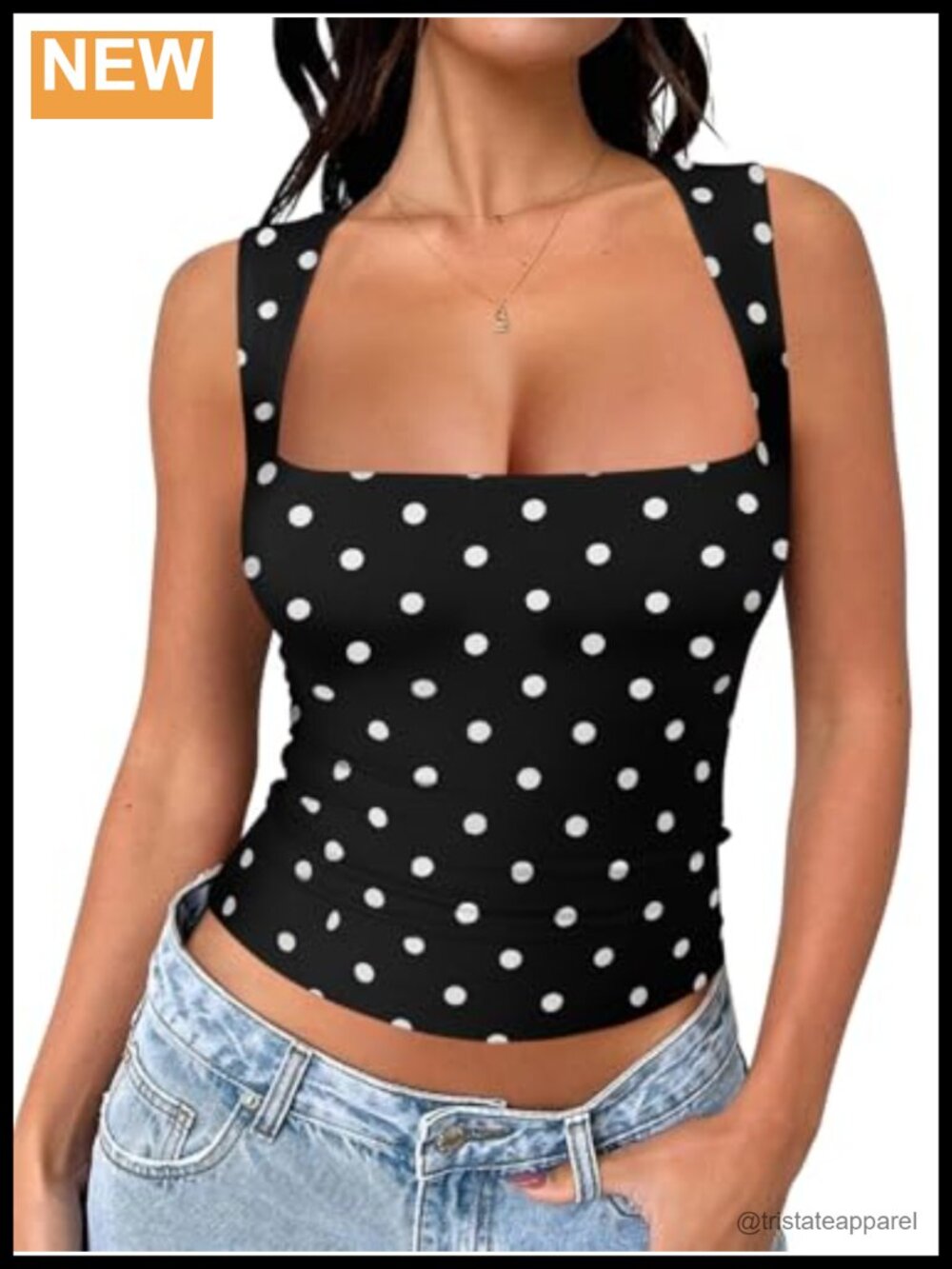 Double Lined Square Neck Crop Tank Top Sleeveless Going Out Y2k